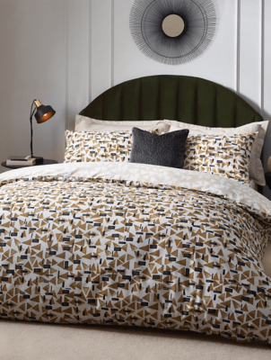 Hoem City Geometric Cotton Rich Duvet Cover Set Home at ASDA