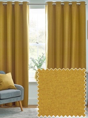 Furn Mustard Dawn Blackout Thermal Eyelet Curtains Home at ASDA