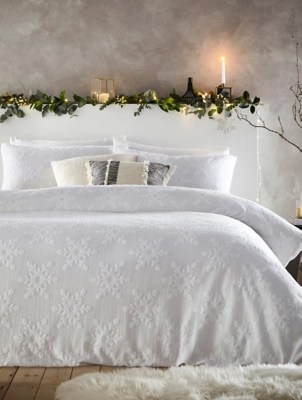 Snowflake Tufted 100 Cotton Duvet Cover Set Home at ASDA