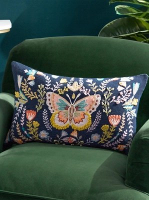 Wylder Mirrored Butterfly Embroidered Cushion Home at ASDA