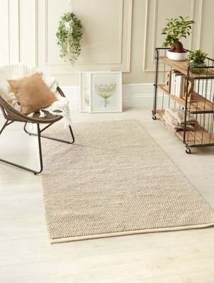 Origin Natural Bubble Knit Wool Rug Home at ASDA