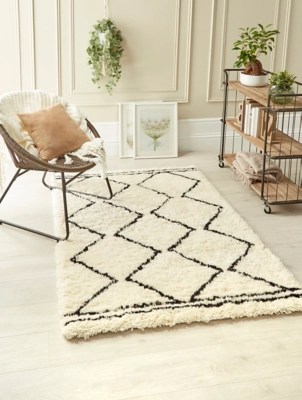 Origin Cream Berber Wool Rug Home at ASDA