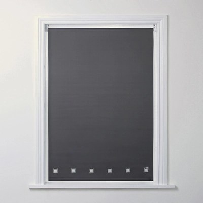Charcoal Square Eyelet Roller Blind Home at ASDA