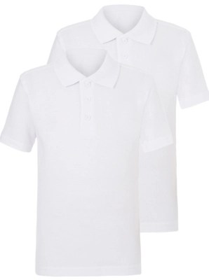 Boys White School Polo Shirt 2 Pack School at ASDA