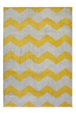Yellow Chevron Stripe Rug Home at ASDA