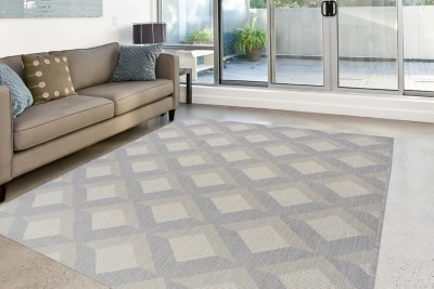Homemaker Grey Diamond Indoor & Outdoor Flatweave Rug Home