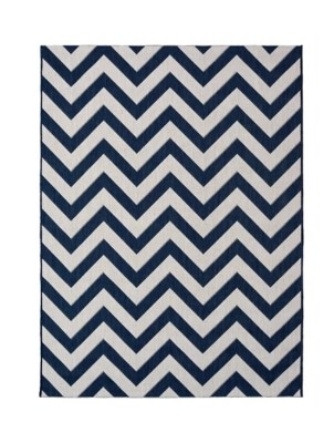 Homemaker Navy Element Chevron Indoor & Outdoor Rug Home at ASDA