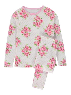 Floral Thermal Pyjamas Girls at ASDA