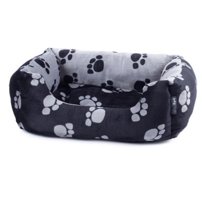Petface Paws Plush Square Dog Bed Black/Grey Home at ASDA