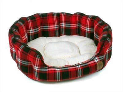 Petface Red Tartan Check Oval Dog Bed Home at ASDA