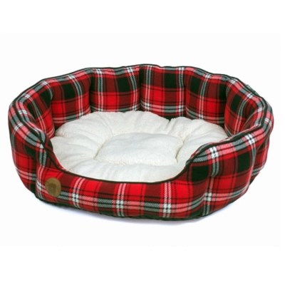 Petface Red Tartan Check Oval Dog Bed Home at ASDA