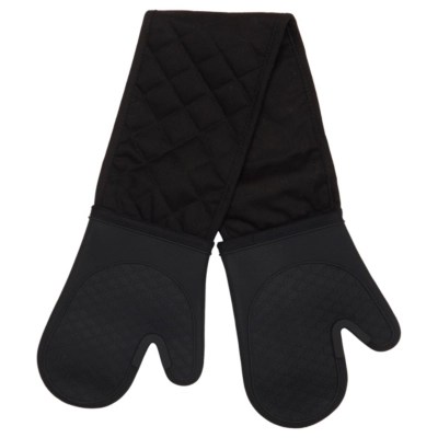 Home Black Double Silicone Oven Glove with Cotton Band Home