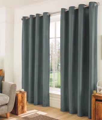 Home Charcoal Faux Silk Eyelet Curtains Curtains at ASDA