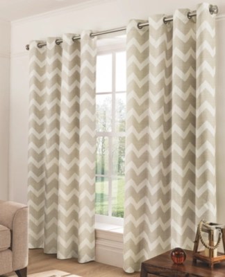 Home Natural Chevron Eyelet Curtains Curtains at ASDA