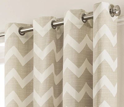 Home Natural Chevron Eyelet Curtains Curtains at ASDA