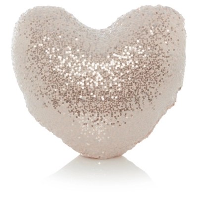 Home Pink Sequin Heart Cushion Bedding at ASDA
