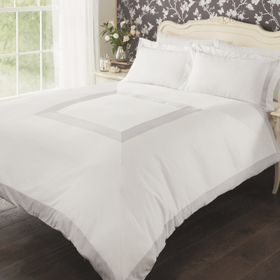 Luxury by Home Border Duvet Set Silver Bedding