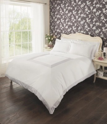 Luxury by Home Border Duvet Set Silver Bedding at ASDA