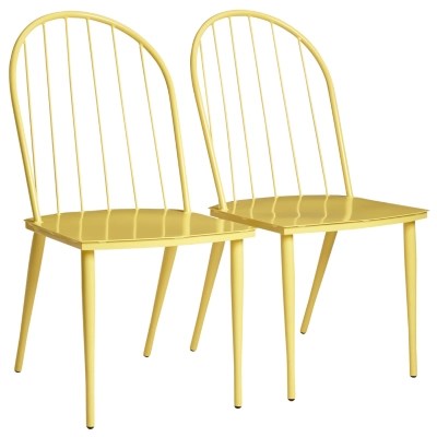 Retro 2 Dining Chairs Buttercup Yellow Garden Furniture at