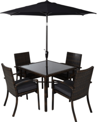 Jakarta 6 Piece Patio Dining Set Charcoal Grey Garden Furniture