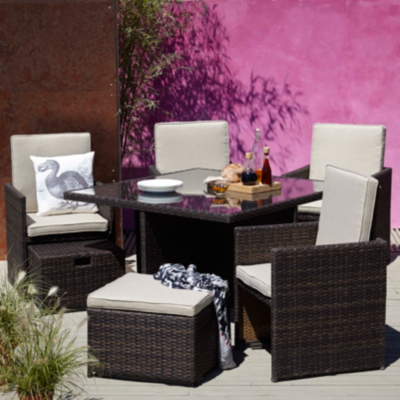 Borneo 9 Piece Cube Dining Set Home & Garden at ASDA