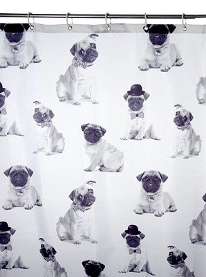 Home Pugs Shower Curtain Home & Garden at ASDA