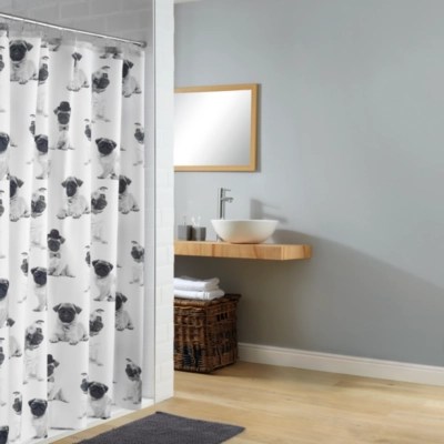 Home Pugs Shower Curtain Home & Garden at ASDA