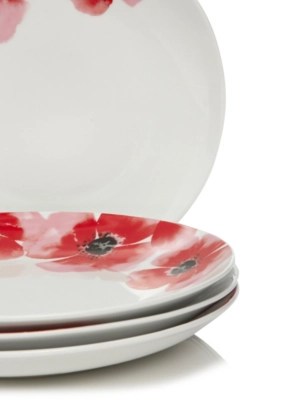 Home Poppy Dinner Plates Set Of 4 Tableware at ASDA