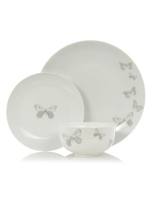 Home 12 Piece Butterfly Dinner Set Dining at ASDA