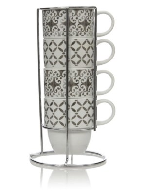 Home Stackable Mugs In A Caddy Set Of 4 Home & Garden at ASDA