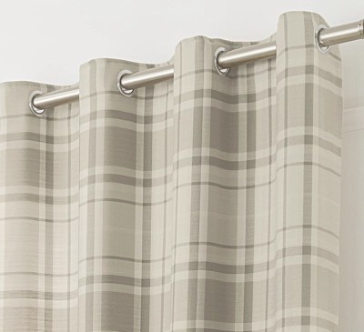 Home Natural Woven Check Curtains Curtains at ASDA