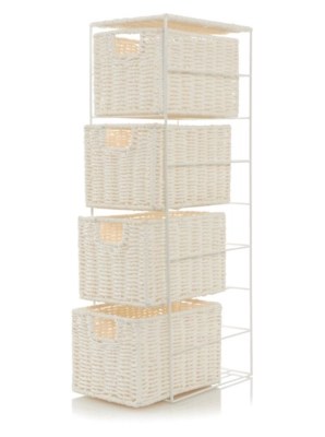 Home Woven White 4 Drawer Unit Storage Drawer Units at ASDA