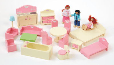 Home Wooden Doll House Furniture Set Kids at ASDA