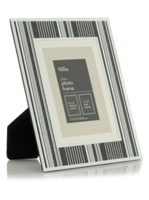 Home Black Striped Glitter Photo Frame 7 x 5 Inch
