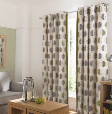 Home Green Leaf Design Curtains with Contrast Edge Curtains