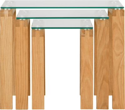 Home Winston Nest of Tables Oak and Glass Home & Garden