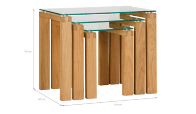 Home Winston Nest of Tables Oak and Glass Home & Garden
