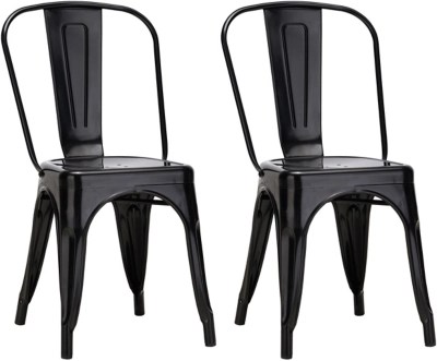 Home Pair of Metal Dining Chairs Black Home & Garden
