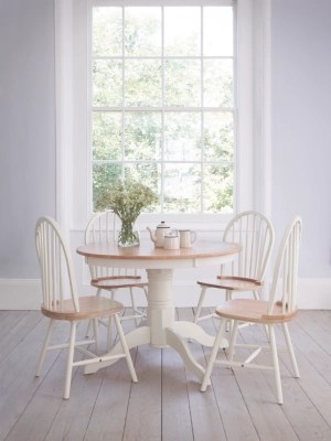 Home Yvette Rectangular Dining Table Solid Wood and Cream