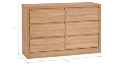 Home Leighton Chest of 6 Drawers Oak Effect Home & Garden