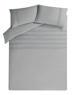 Home 100 Cotton Grey Pintuck Duvet Set Home & Garden