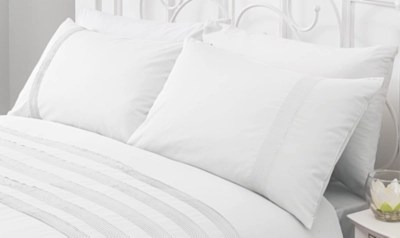 Home 100 Cotton White Pintuck Duvet Set Bedding at ASDA