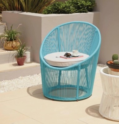 Primo Egg Bistro Chair Blue Garden Furniture at ASDA