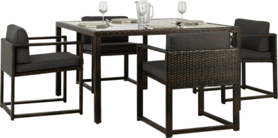 Jakarta 5 Piece Deluxe Patio Dining Set Garden Furniture at ASDA