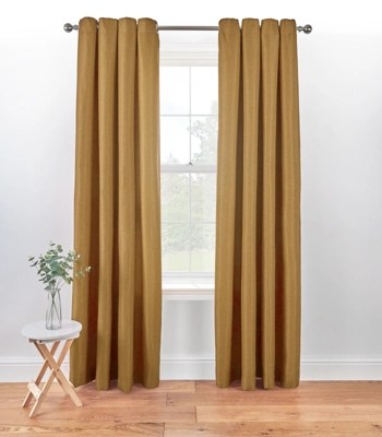 Home Mustard Textured Weave Eyelet Curtains Home & Garden at ASDA