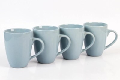 Home Winter Blue Solid Gloss Glaze Mugs Set of 4 Home