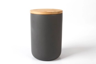 Home Grey Ceramic Canister Set With Bamboo Lid Kitchen & Food