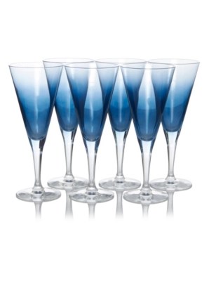 Home Blue Ombre V Line Wine Glasses Set of 6 Glassware