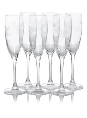 Home Butterfly Champagne Flute Set of 6 Glassware