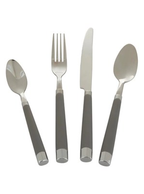 Home 16 Piece Grey Textured Handle Cutlery Set Home & Garden